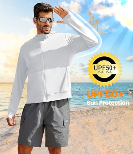 Image of PINSPARK Men's UPF 50+ Full Zip Up Sun Protection Hoodie Jacket Long Sleeve Lightweight UV Shirts for Men Hiking Fishing