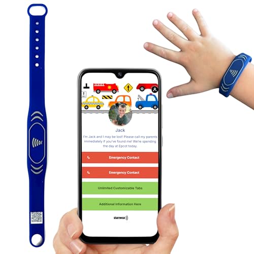 Adjustable QR Code Bracelet for Kids – Smart Safety ID Band with Scannable Emergency Profile, Waterproof Silicone Wristband, Not GPS, No Subscription, Travel & School