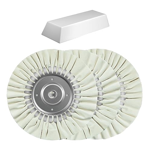 SALI Airway Buffing Wheel Kit 8 Inch Polishing Wheel Diameter 5/8' in Arbor Hole 12 Ply for Angle Grinder with Buffing Compound Kit Used On Angle Grinder for Metal, Car, Wood, Plastic