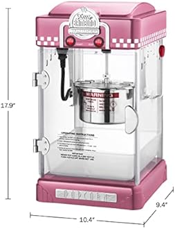 Little Bambino Popcorn Machine - 2.5oz Tabletop Movie Theater Popcorn Popper with Stainless-Steel Kettle by Great Northern Popcorn (Pink)