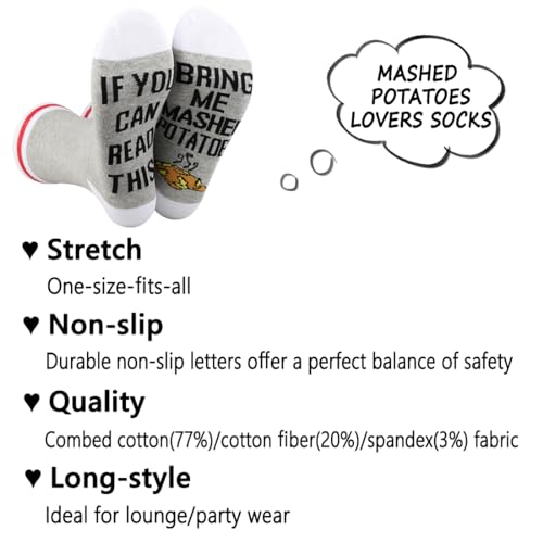 G2TUP 1 Pair M Potatoes Lover Gift If You Can Read This Bring Me M Potatoes Socks Food Service Design Socks Staple3