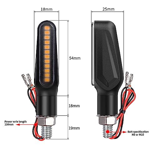 Image of Motorcycle Blinkers Indicator Sequential Turn Signal Amber LED Lamp (Pack of 4)
