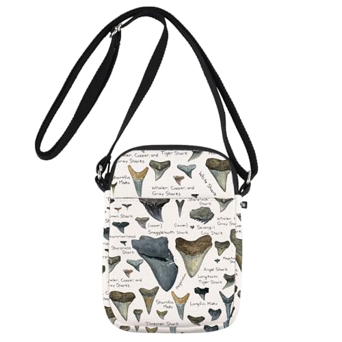 JNIAP Shark Teeth Crossbody Bag Shark Tooth Lover Gift Shark Teeth Hunting Gifts Shark Lover Crossbody Purse