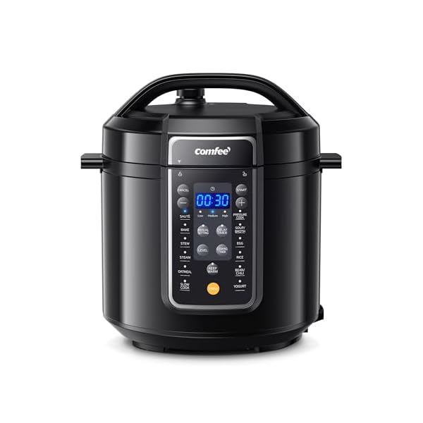 COMFEE’ 9-in-1 Electric Pressure Cooker, 14 Presets Instant Multi Cooker Olla de Presion Non-Stick Pot Yogurt Maker Rice Cooker Slow Cooker Sauté Steamer 6 Quarts Black