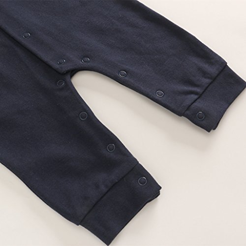 Bébé Garçons Combinaison Coton Barboteuse à Manches Longues Gentleman Nœud Papillon Une pièce Tenues 0-3 Mois - Image 6