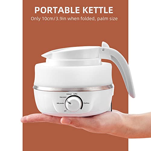 Moniss Chaleira Dobrável 0,6L Viagem Silicone Base de Aço Inoxidável Chaleira de Acampamento 5 Modos