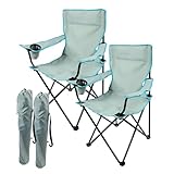 Nordiq - Silla de Camping Plegable Pack 2 - con Respaldo Transpirable para Playa y Exterior con Portavasos y Bolsa de Transporte - 65x90x110cm - Acero - Peso Máximo Soportado 110 kg Gris Claro
