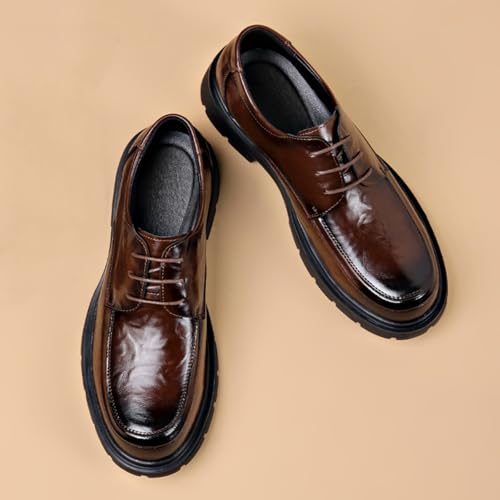 Men's Classic Slip - on Genuine Cowhide Leather Penny Loafers, Ideal for Business - Casual Work and Daily Office Wear (Brown,8.5)2