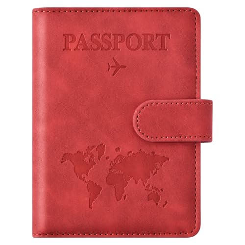Image of Eoehro Passport Holder for Travel Essentials, Passport Wallet Cover Case for Travel Must Haves Accessories,Passport Book Holders for Women and Men(red)