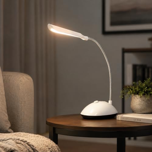 Image of Desk LED Lamp, Modern Swing Arm Desk Light, Eye Caring Table Lamp, for Bedside Reading, Study, Home & Office, 3 AAA Battery Powered(Not Included), White LED Color, Random Body Color, Pack of 2