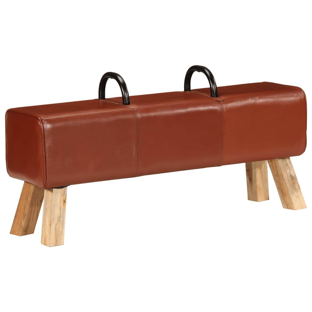 Banco Turnbock-Design marrón 110 cm piel auténtica