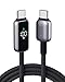 INIU Digital Display USB C to USB C Cable, [100W, 6.6ft] Fast Charging Nylon Braided Cable for iPhone 16 15 MacBook iPad Laptop etc.