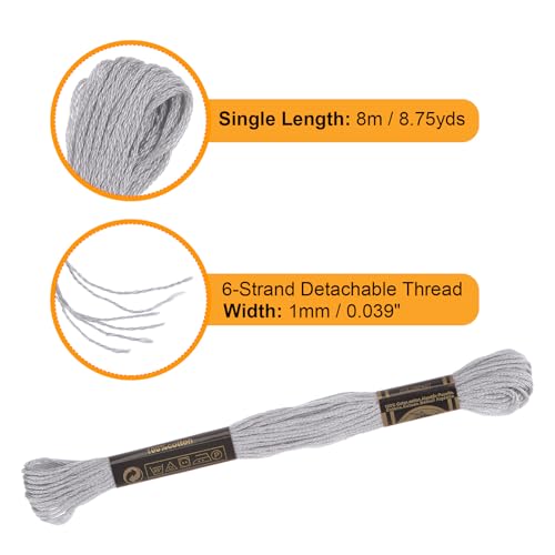 Image of HARFINGTON 12 Skeins Embroidery Floss 8.75yds(8m) Egyptian Long-Staple Cotton Cross Stitch Thread for Sewing DIY Bracelet Yarn String and Crafts, Milk White(6027)