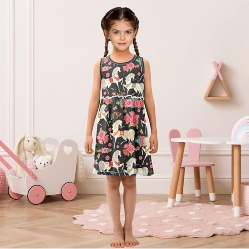 Toddler Girl Clothes Cotton Casual Cartoon Print Sleeveless Dress Girls Sundress 2-8 Years2