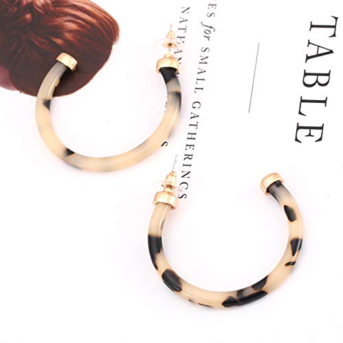 Hoop Earrings For Women Statement Acrylic Open Hoop Earrings Bohemia Tortoise Shell Stud Dangle Earrings Fashion Jewelry (Leopard) #TOP4