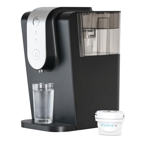 Aqua Optima Lumi Chilled Filtered Water Dispenser - Reduces Limescale Microplastics Chlorine & Lead with the Evolve+ Water Filter Cartridge - Countertop 8.2L Cooler for Home & Office
