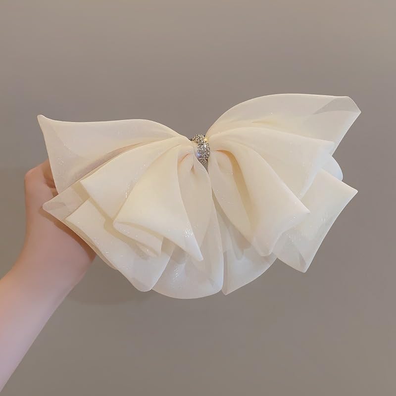 Chiffon Large Bow Hair Clip Women Teen Girls Mesh Cloud Clip Hair Accessories (Green) image 3