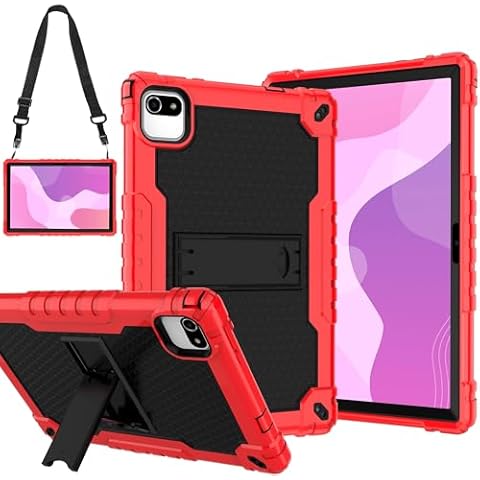 Doemoil for Moderness MB1001 Tablet Case 10.1 Built in Shoulder Strap Kickstand Kids Friendly Case for Velorim/Urao URa10031/Volentex M10/Freeski Fsk10018/wetap y10/Cheerjoy cjy10 inch (Red+Black) Cover