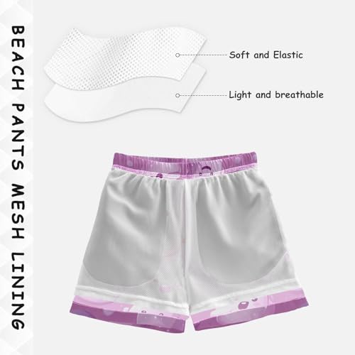 Pigsaly Boys Swim Trunks Pink Purple Mauve Dusty Rose Cute Ghost Boys Board Shorts Swimsuit Swimwear Summer Bathing Suit 3T4