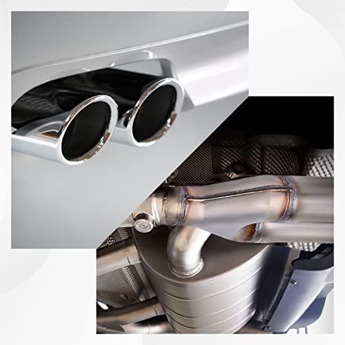 FGJQEFG T409 Stainless Steel Y Pipe 3\'\' Inch ID Single to 2\'\' Inch ID Dual Stamped Exhaust Adapter Connector, Overall Length: Approx. 10\", Universal