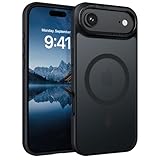 GUAGUA Coque pour iPhone 17 Air Compatible avec MagSafe Protection Antichoc Qualité Militaire Dos Anti Rayures Étui Housse Arrière Translucide Givrée Anti-Empreintes Digitales - 6.5'' (Noir)