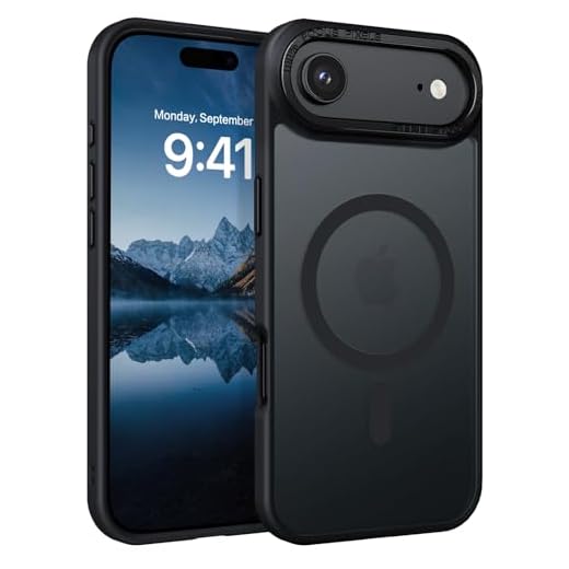 GUAGUA Coque pour iPhone 17 Air Compatible avec MagSafe Protection Antichoc Qualité Militaire Dos Anti Rayures Étui Housse Arrière Translucide Givrée Anti-Empreintes Digitales - 6.5'' (Noir)
