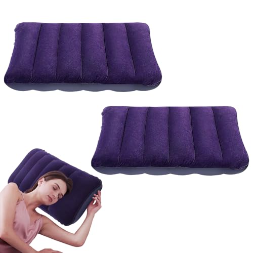 UILYNIU 2 Pcs Inflatable Pillow Camping Pillow Camping Travel Waterproof Flocked Surface for Vacation Beach 47cm x 28cm(2 Pcs)