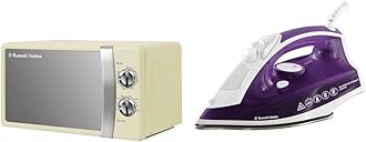 Russell Hobbs RHMM701C 17 Litre 700 W Cream Solo Manual Microwave with 5 Power Levels & Supreme Steam Iron, Powerful vertical steam function