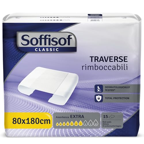 Soffisof Bed 80x180 Extra - 15x Alèse Jetable Adulte - Protège Matelas Jetable avec Ailes 80x180cm, Absorption jusqu'à 7 Gouttes - Alese de Lit Incontinence...