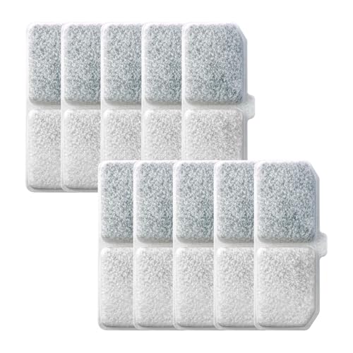 Hevysuo 10 Piezas Filtros de bebedero para gatos,Filtro Triple De Algodón Resina y carbón activado,Filtros para 3,2L fuentes para mascotas,4,4 x 1,6 inch,Blanco