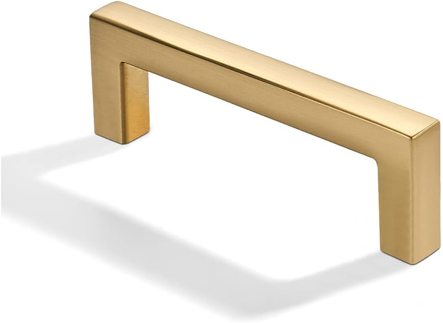 khtumeware 10 Pack 2-1/2 inch(64mm) Hole Center Champagne Bronze Cabinet Pulls Solid Heavy-Duty Square Champagne Brass Cabinet Handles Drawer Pulls Kitchen Cabinet Hardware Kitchen Handle