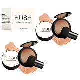 Wenrny Hush Glow Cosmetics Foundation Cushion for Women,2 Pack Face Makeup Foundation with Mushroom Head Puff,Moisturizing,Long-Lasting For All Skin Types,Full Coverage Face Concealer (Dark Skin)