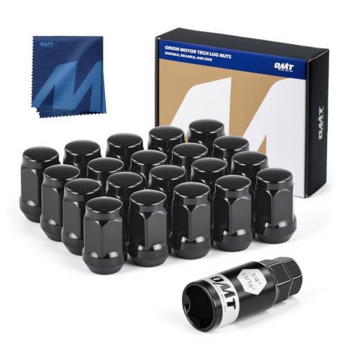 Image of Orion Motor Tech 12x1.5 Lug Nuts Black 20 Piece, M12x1.5 Wheel Lug Nuts Compatible with 2006-2020 Fusion, 2000-2019 Focus, 2001-2023 Escape Aftermarket Wheel