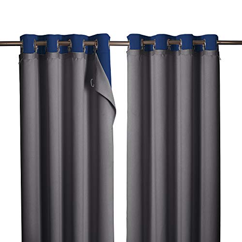 NICETOWN 100% Blackout Curtain Liners for Sheer Curtains, Cold Heat Light Noise Blocking Liners with Rings: Easy to Open and Closed, Thermal Liners for 84 inches Long Curtains, 1 Pair, 50" x