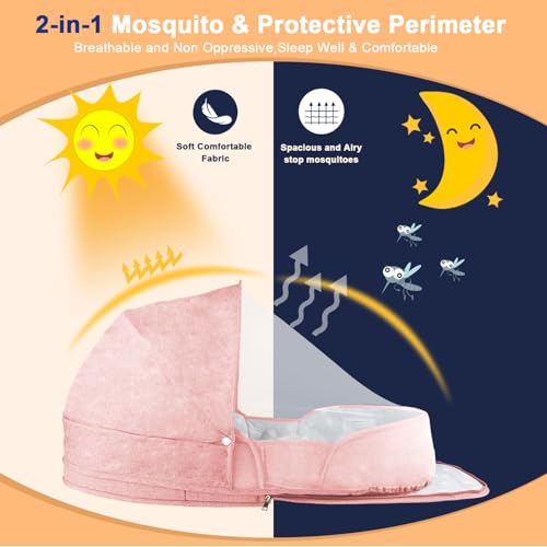 Portable Bassinet for Baby,Baby Bassinets Bedside Sleeper for Travel & Home,Foldable Bedside Crib with Breathable Mesh,Lightweight with Carry Bag & Storage Pocket,Safe Cosleeping Design for Infant