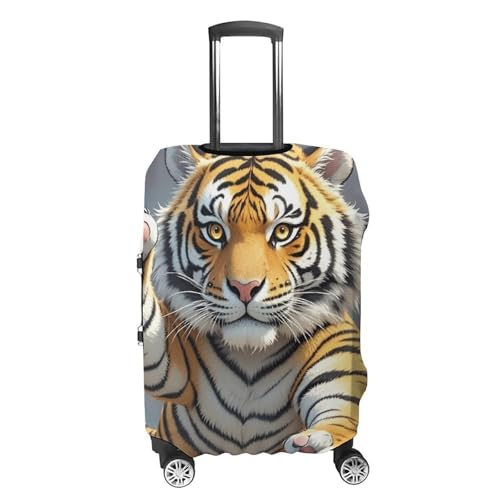 Tiger Head with Raised Paws Printed Luggage Cover Protector, Fits 18-32 Inch Luggage4
