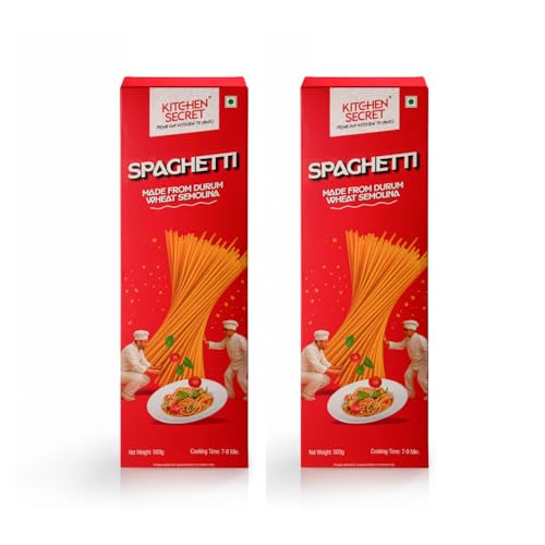 Image of Kitchen Secret Spaghetti Pasta 500gm Pack of 2-100% Durum Wheat Semolina, Fresh Pasta with High in Protein & Fiber, 100% Eggless, No Maida & No Preservatives, Easy To Cook Italian Dish Anytime