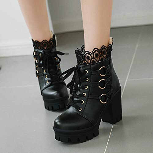 Bottines noires à lacet et talon bloc taille 40 pour femme