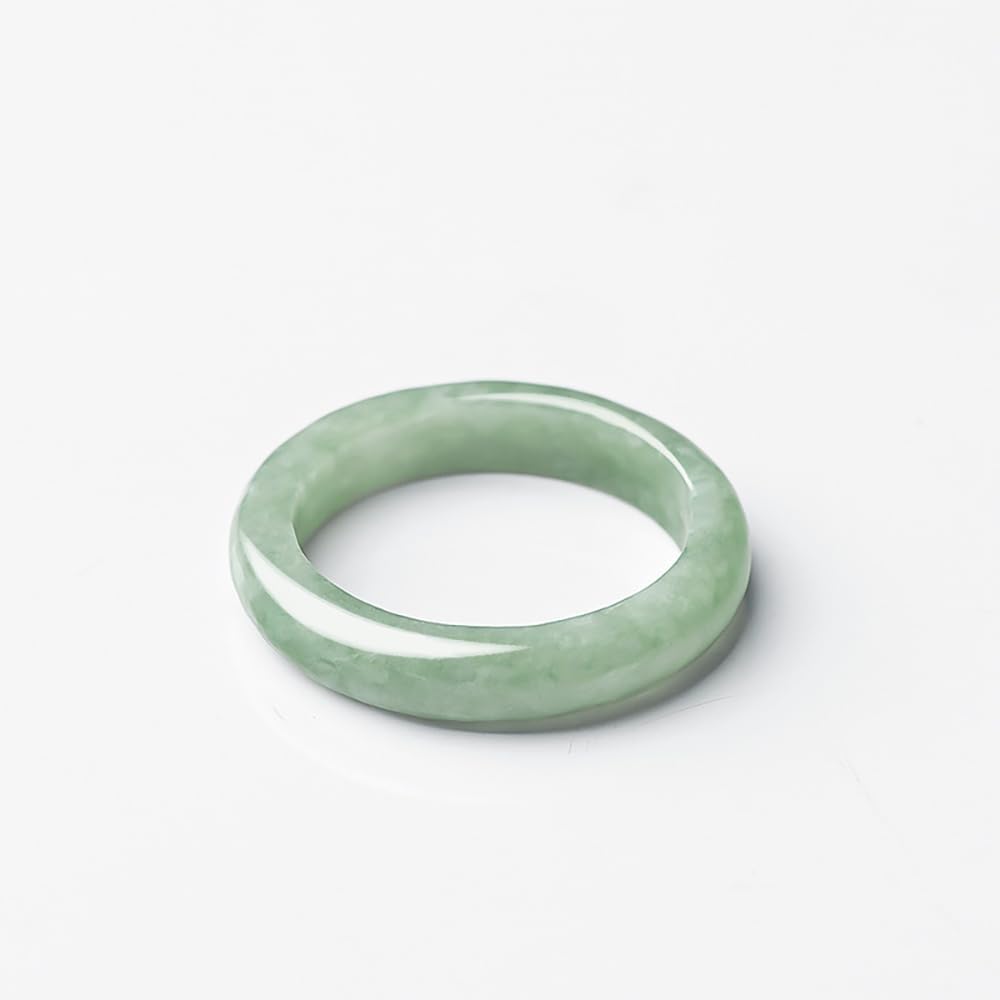 Natural Pea-Green Jadeite Ring Green Good Luck Fengshui Jewelry Jade Ring for Women Men Unisex with Gift Box - Image 3
