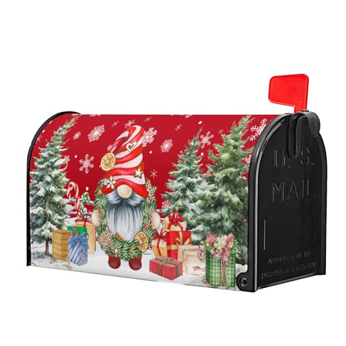 Image of Winter Gnome Mailbox Covers Magnetic Large Size 25x21 Inch Merry Christmas Gnomes Mailbox Cover Winter Christmas Post Letter Box Wraps for Holiday Farmhouse Garden Yard Outdoor Decoration