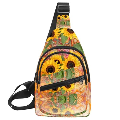 Sac de poitrine étanche homme pour cyclisme et randonnée avec imprimé tournesol