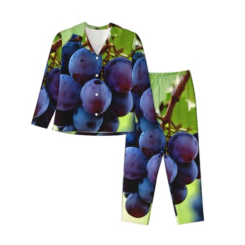 Pyjama 2 pièces raisin femme confortable contre le froid nocturne quotidien