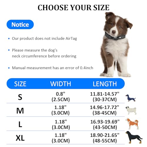 Ledeak Taktisches AirTag Hundehalsband, Wasserdicht Integriertes Apple AirTag Halter Reflektierendes Hunde Halsbänder, Gepolstertes Hundehalsband für Kleine, Mittlere und Große Hunde (Rot, M)