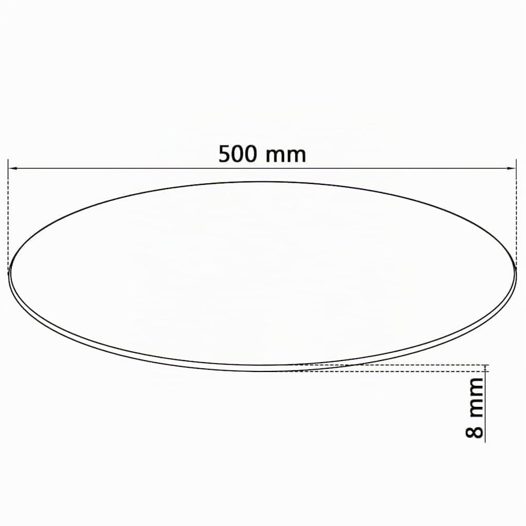 vidaXL Plateau de Table, Ø 500 mm, Verre Trempé, sans Montage, Transparent, Rond, 8 mm d’Épaisseur, Protection de Remplacement, Plateau de Table Robuste
