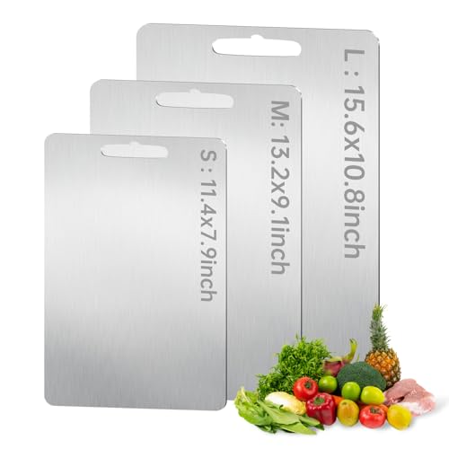BLACKYEW Stainless Steel Cutting Board, Double Sided Cutting Boards for Kitchen, SUS 316 Food-Grade...
