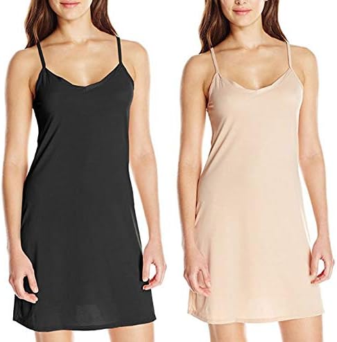 Women's Polycotton Camisole (SFH016_Black-Beige_Free Size_Pack of 2)