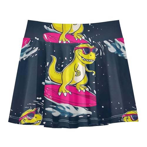 Joisal Cartoon Rex Pink Surfboard Navy Girls Skorts Athletic Shorts Tennis Skirts for Kids Print Flowy Skort 3t