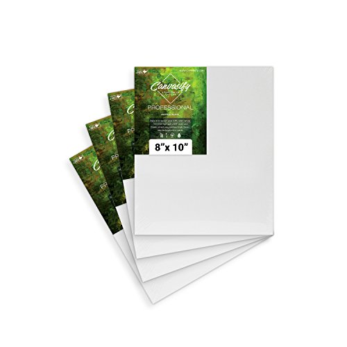 Image of Canvasify White Gesso Primed Canvas Board for Acrylic and Oil Colour Painting | Media for Artists and Students | 8 X 10 Inch Pack of 4