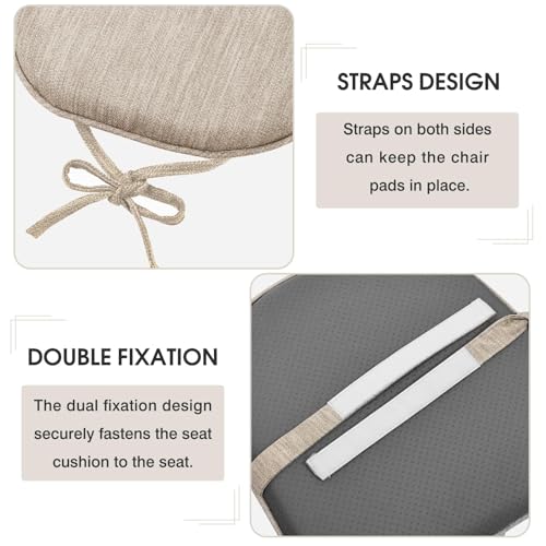 Image of baibu Set of 2 Memory Foam Dual-Layer Design Metal Dining Chair Pads Bar Stool Cushion with Ties for Metal Chairs or Bar Stools - 2 Cushions Only (Beige, 14 inch (35cm) 2PC)