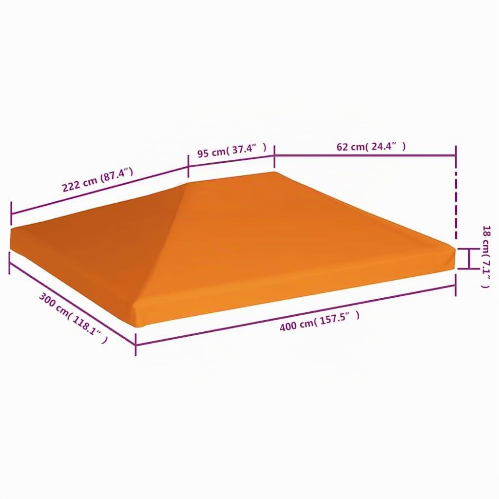 vidaXL Toile Supérieure de Belvédère Toit de Rechange de Tonnelle Dessus de Chapiteau Jardin Terrasse Extérieur 310 g/m² 4x3 m Orange